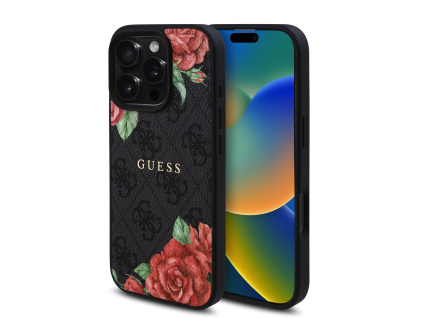 guess pu leather 4g roses magsafe zadni kryt pro iphone 16 pro max black ie13447164