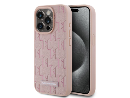 karl lagerfeld pu leather monogram metal logo magsafe zadni kryt pro iphone 15 pro max pink ie12889178