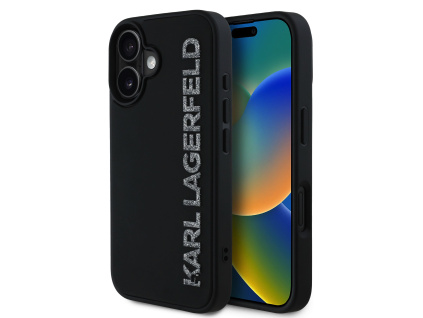 karl lagerfeld 3d rubber glitter logo zadni kryt pro iphone 16 black ie13611001