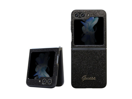 guess pc tpu glitter flakes metal logo zadni kryt pro samsung galaxy z flip 5 black ie11977654
