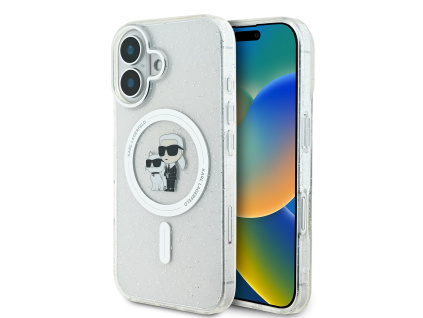karl lagerfeld iml glitter karl and choupette magsafe zadni kryt pro iphone 16 transparent ie13283054