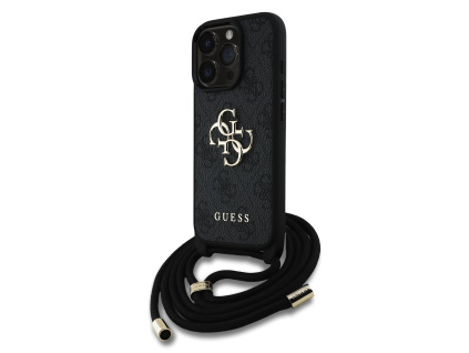 guess pu 4g metal logo crossbody popruh zadni kryt pro iphone 16 pro black ie13552866