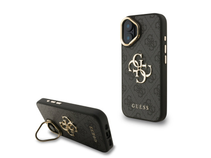 guess pu 4g metal logo stand camera frame zadni kryt pro iphone 16 black ie14016915