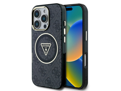 guess iml 4g glitter and triangle logo magsafe zadni kryt pro iphone 16 pro black ie13670541