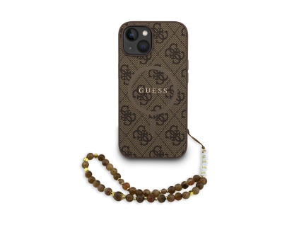 guess pu leather 4g colored ring strap magsafe zadni kryt pro iphone 15 brown ie14043701