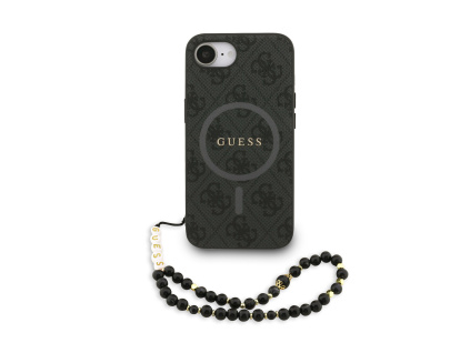 guess pu leather 4g colored ring strap magsafe zadni kryt pro iphone 16e black ie14043700
