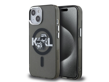 karl lagerfeld iml glitter karl and choupette sketch magsafe zadni kryt pro iphone 15 black ie14183271