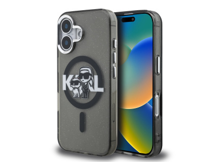 karl lagerfeld iml glitter karl and choupette sketch magsafe zadni kryt pro iphone 16 black ie14183274