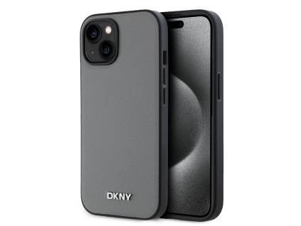 dkny pu leather silver metal logo magsafe zadni kryt pro iphone 13 grey ie12849154
