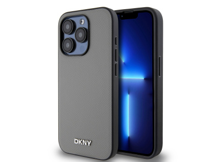 dkny pu leather silver metal logo magsafe zadni kryt pro iphone 14 pro grey ie12857260
