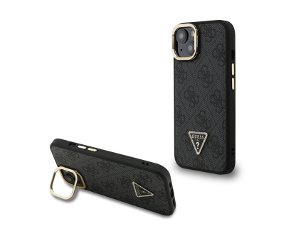 guess pu 4g strass triangle logo stand camera frame magsafe zadni kryt pro iphone 13 black ie14016925