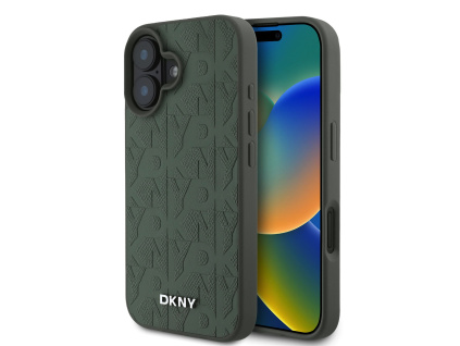 dkny pu leather grid pattern magsafe zadni kryt pro iphone 16 green ie13688335