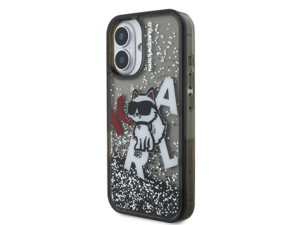 karl lagerfeld liquid glitter scattered choupette zadni kryt pro iphone 16 black 1 big ies14180185