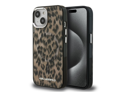 karl lagerfeld iml leopard magsafe zadni kryt pro iphone 15 brown ie14189329