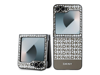 dkny pu leather repeat pattern bottom stripe zadni kryt pro samsung galaxy z flip 6 7 fe brown ie13148328