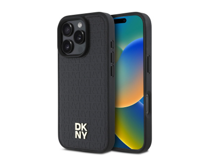 dkny pu leather repeat pattern stack logo magsafe zadni kryt pro iphone 16 pro black ie13323071