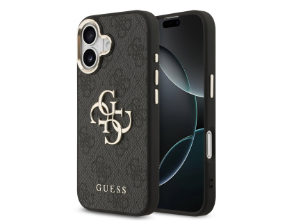 guess pu leather 4g metal logo gold frame zadni kryt pro iphone 17 black ie14339374