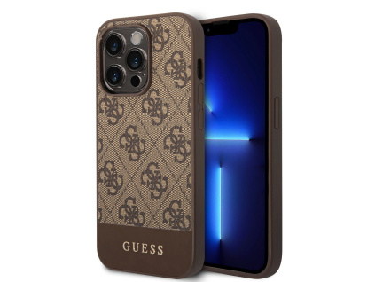guess pu 4g stripe zadni kryt pro iphone 14 pro brown ie13151102