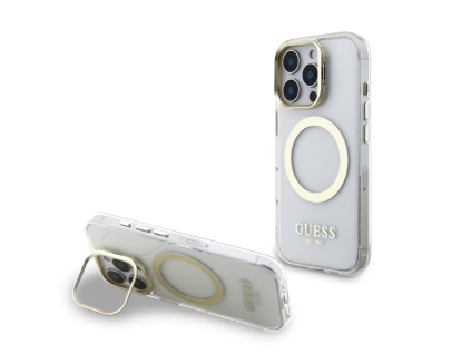 guess iml gold outline stand camera frame magsafe zadni kryt pro iphone 16 pro transparent ie14216442