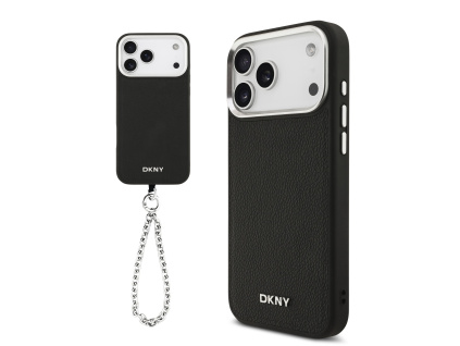 dkny pu leather metal logo wrist chain magsafe zadni kryt pro iphone 17 pro max black ie14413285