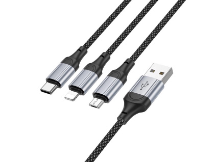 HOCO 3v1 nabíjecí datový kabel 1m Lightning+Micro+USB-C