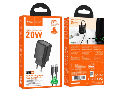HOCO PD20W jednoportová nabíječka s kabelem USB-C / USB-C