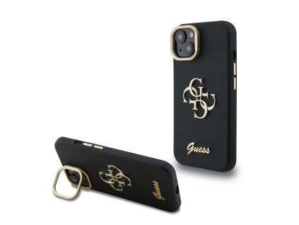guess pu grained 4g logo stand camera frame zadni kryt pro iphone 14 black ie13919762