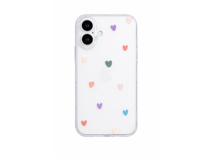 Průhledný silikonový kryt se srdíčky pro iPhone 16
