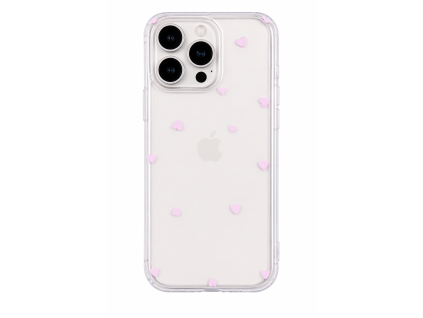 Průhledný silikonový kryt se srdíčky pro iPhone 16 Pro Max