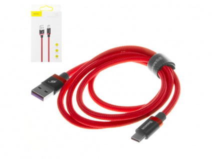 usb data cable baseus usb type a usb type c 100 cm nylon braided 5 a red black catzh a09