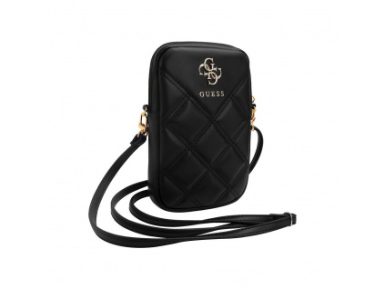 guess pu quilted 4g metal logo taska na telefon se zipem black ie12179056