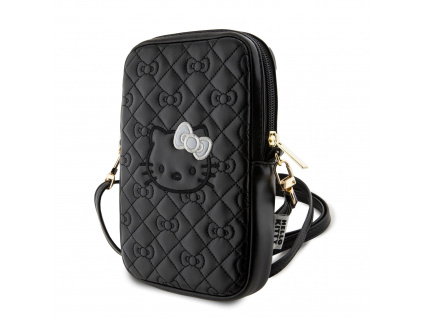 hello kitty pu leather quilted pattern kitty head logo taska na telefon black ie12249599