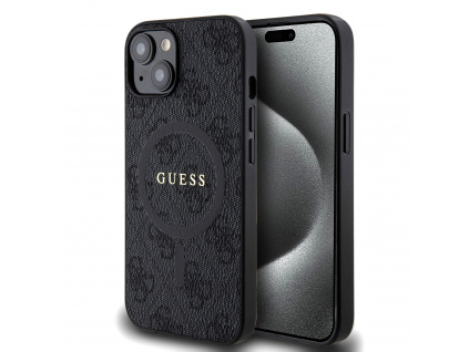 guess pu leather 4g colored ring magsafe zadni kryt pro iphone 14 black ie12461322