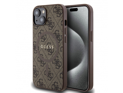 guess pu leather 4g colored ring magsafe zadni kryt pro iphone 14 brown ie12462635