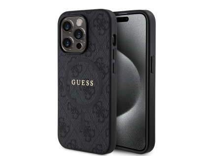 guess pu leather 4g colored ring magsafe zadni kryt pro iphone 14 pro black ie12480606