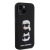 Karl Lagerfeld Liquid Silicone Karl and Choupette Heads Zadní Kryt pro iPhone 15 Černý