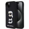 Karl Lagerfeld Liquid Silicone Karl and Choupette Heads Zadní Kryt pro iPhone 15 Černý