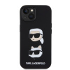 Karl Lagerfeld Liquid Silicone Karl and Choupette Heads Zadní Kryt pro iPhone 15 Plus Černý