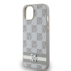 dkny pu leather checkered pattern and stripe zadni kryt pro iphone 14 beige 1 big ies12788489