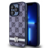 dkny pu leather checkered pattern and stripe zadni kryt pro iphone 15 pro blue ie12724330