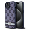 dkny pu leather checkered pattern and stripe zadni kryt pro iphone 15 blue ie12886141