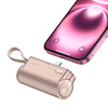 Sharge Flow Mini Portable Charger 5000mAh Small Power Bank for iPhone 16 14 with Changeable Plugs and Built in Cable Dual Output USB C External Battery Compatible with iPad Galaxy S24 23 Ultra Pink