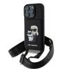 Karl Lagerfeld Saffiano Karl and Choupette kryt s crossbody popruhem pro iPhone 16 Pro černý