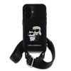 Karl Lagerfeld Saffiano Karl and Choupette kryt s crossbody popruhem pro iPhone 16 černý