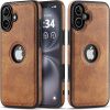 Kožený obal s výřezem pro logo iPhone 16