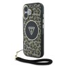 guess iml leopard triangle logo strap magsafe zadni kryt pro iphone 16 brown ie13656832