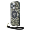 guess iml leopard triangle logo strap magsafe zadni kryt pro iphone 16 pro max brown ie13656834