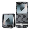 dkny pu leather checkered pattern and stripe zadni kryt pro samsung galaxy z flip 6 7 fe black ie13144355