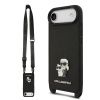 Karl Lagerfeld Saffiano Crossbody Popruh Metal Karl and Choupette Zadní Kryt pro iPhone Air černý