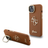 guess pu grained 4g logo stand camera frame zadni kryt pro iphone 14 brown ie13919770